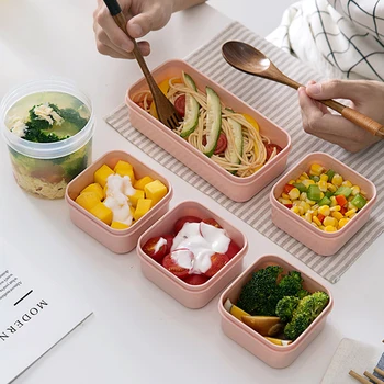 

TUUTH Microwave Lunch Box Set Independent LatticeLeak-Proof Refrigerator Storage Box Portable Bento Box For Kids White Collar