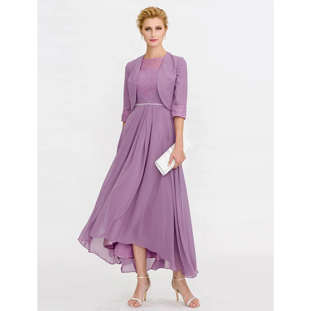 Lan Ting Bride A Line Princess Two Piece Illusion Neckline Lan Ting Bride A Line Princess Two Piece Illusion Neckline Asymmetrical Chiffon Lace Mother Of