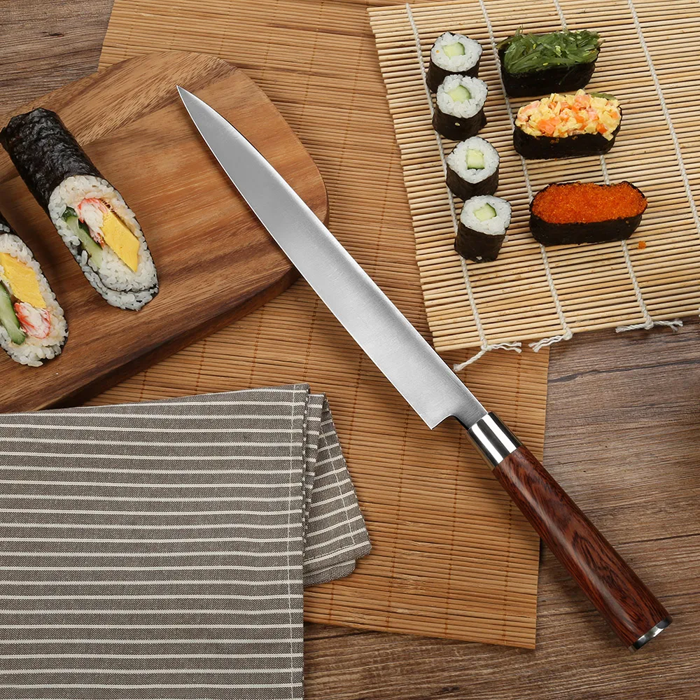 KEEMAKE 10,5 дюймов Профессиональный кухонный нож Sashimi из нержавеющей стали с одним краем острым лезвием кухонные ножи инструменты с деревянной ручкой