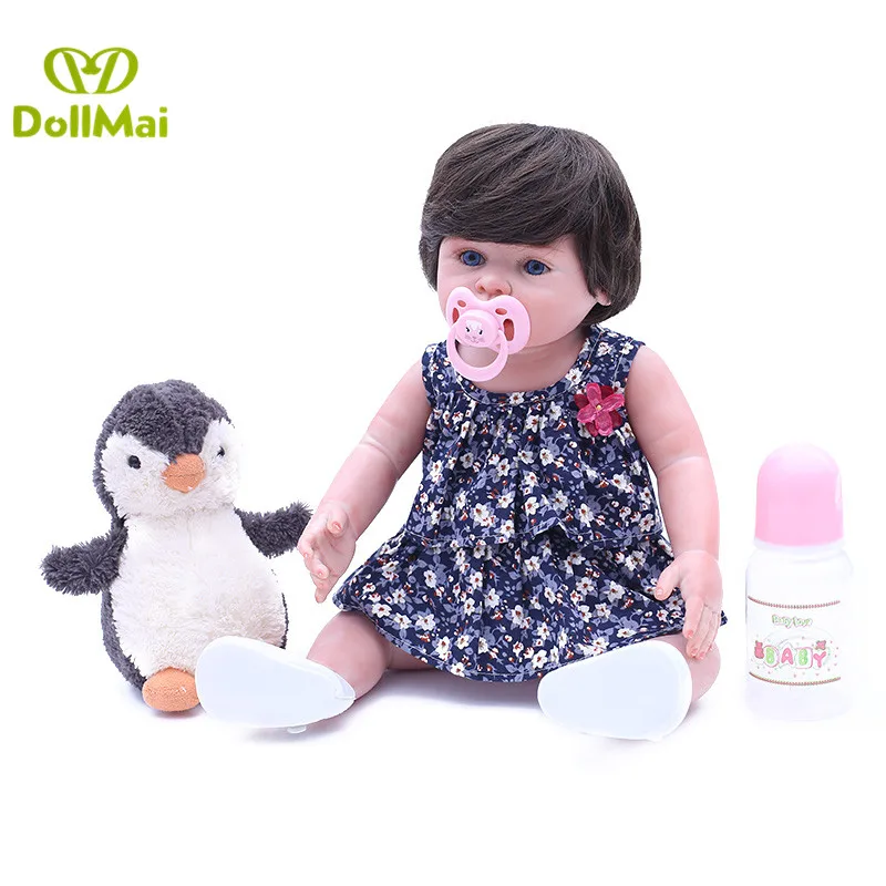 DollMai bebes reborn 45 см полный винилсиликоновых reborn для маленьких девочек куклы и игрушки для детей подарок menina boneca brinquedo