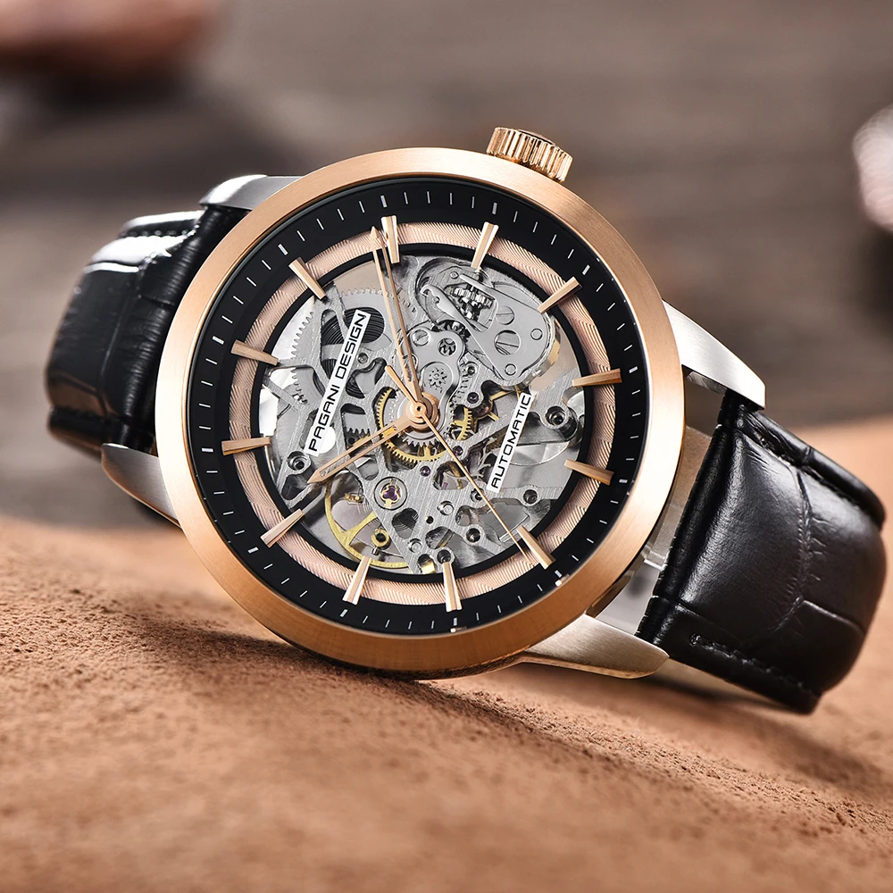 PAGANI Marque Creux кожаный Les loisirs Hommes de Montres De роскошные механические часы Montre homme Nouveau Relogio Masculino