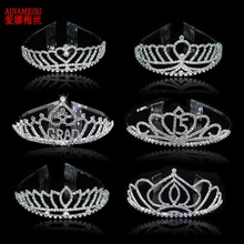 AINAMEISI Новая мода кристалл принцесса Диадемы и короны град подарочные резинки для волос Свадебные украшения для волос 15 вечерние аксессуары