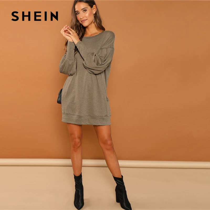 SHEIN Платье Свитер С Капюшоном Женское Повседневное Толстовка Длинным Рукавом