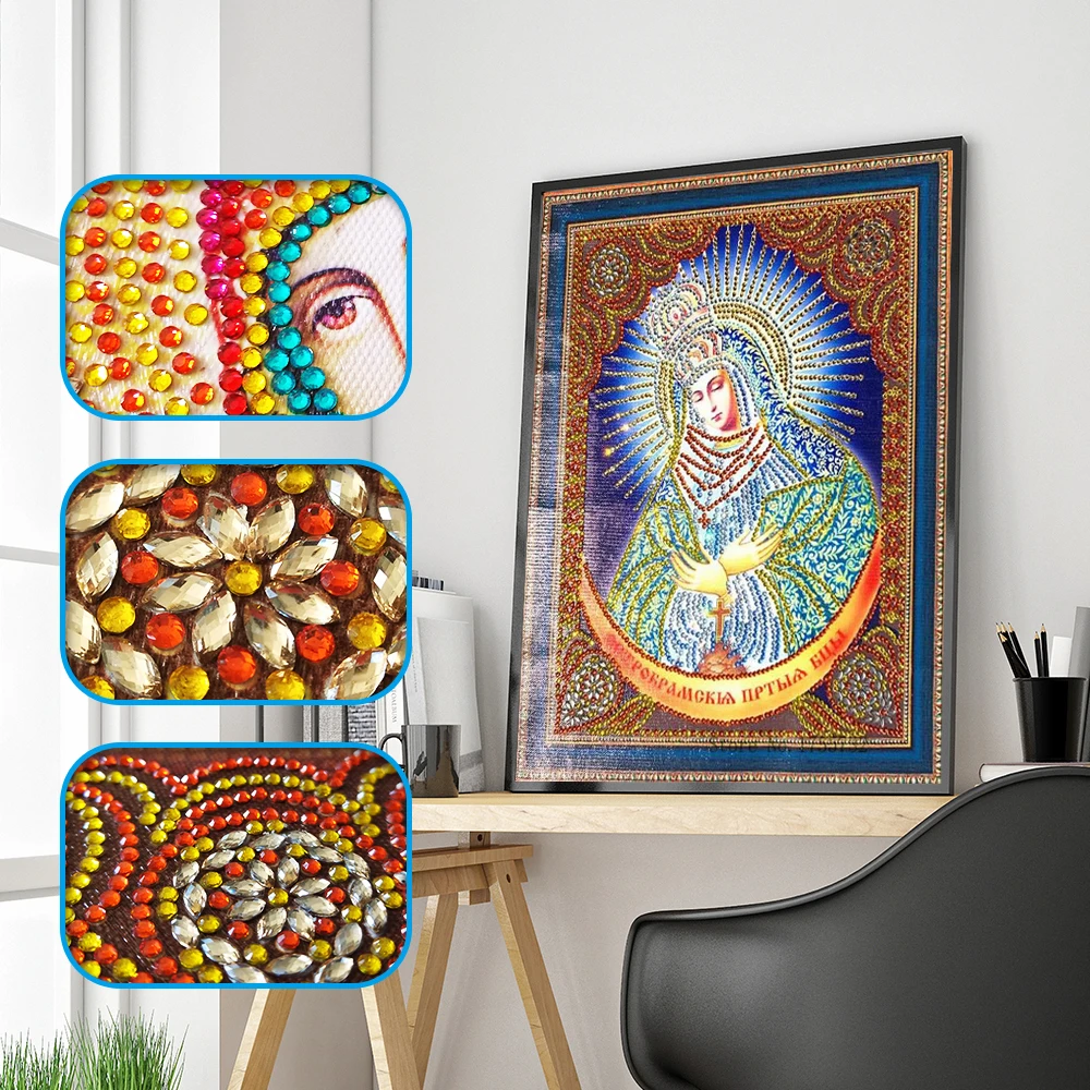 

DIY Diamond Painting Cross Stitch People 3D Mosaic Picture Special Shaped Religious Diamond Embroidery Bead Home Decor lp113