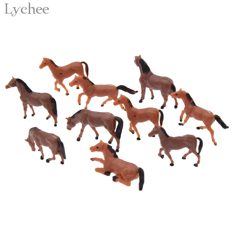 

Lychee 10pcs Mini Plastic Model Horse Landscape Zen Garden Decor Figurines Miniatures Home Decoration Random