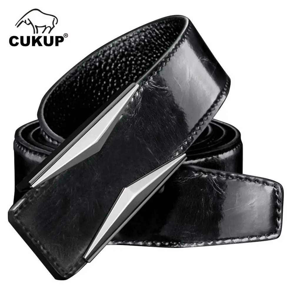 CUKUP мужской брендовый ремень из воловьей кожи высокого качества, мужская мода, гладкая Пряжка, мужские широкие брюки 33 мм, ремень для мужчин, LUCK775