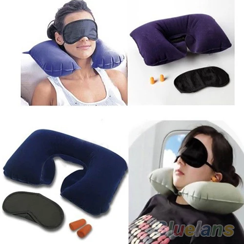 U-образная подушка для путешествий, надувная подушка для самолета, аксессуары для путешествий, удобная подушка, маска для глаз, наушники для сна, домашний текстиль