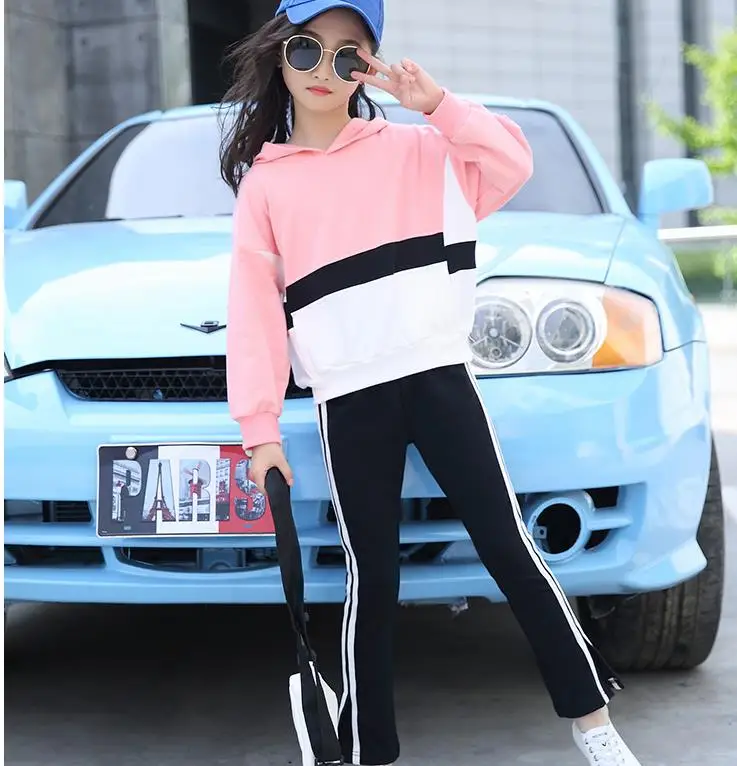 

Girls' suit, 2019 new kids' sport two-piece set 1918