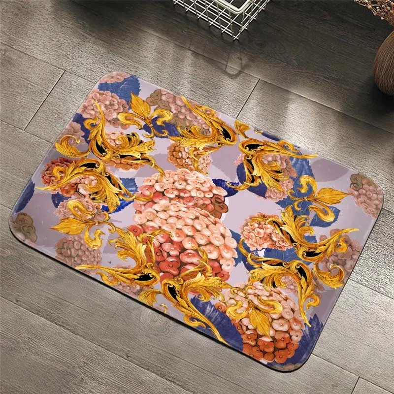 Palace style retro Carpets Hydrangea Pattern Bathroom Floor Mats Toilet Rugs Kitchen Area Rug Pads Absorbent Front Door Mats Palace style retro Carpets Hydrangea Pattern Bathroom Floor Mats Toilet Rugs Kitchen Area Rug Pads Absorbent Front Door Mats
