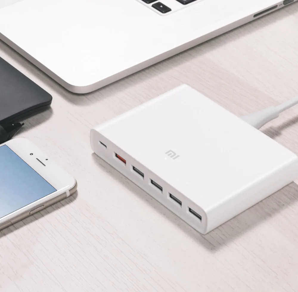 Оригинальное зарядное устройство Xiaomi USB-C, 60 Вт, выходное зарядное устройство type-C, 6 usb-портов QC 3,0, быстрая зарядка, 18 Вт, x2+ 24 Вт(5 В = a макс.), для смартфона, H33