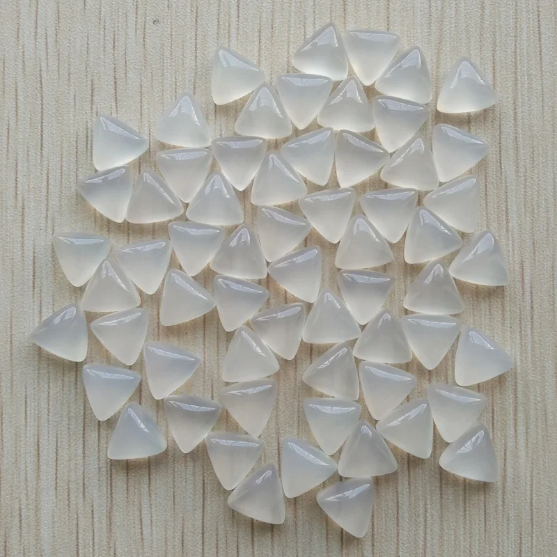 

wholesale 50pcs/lot fashion good quality natural white onyx triangle cab cabochon beads 10x10x10mm for jewelry making free
