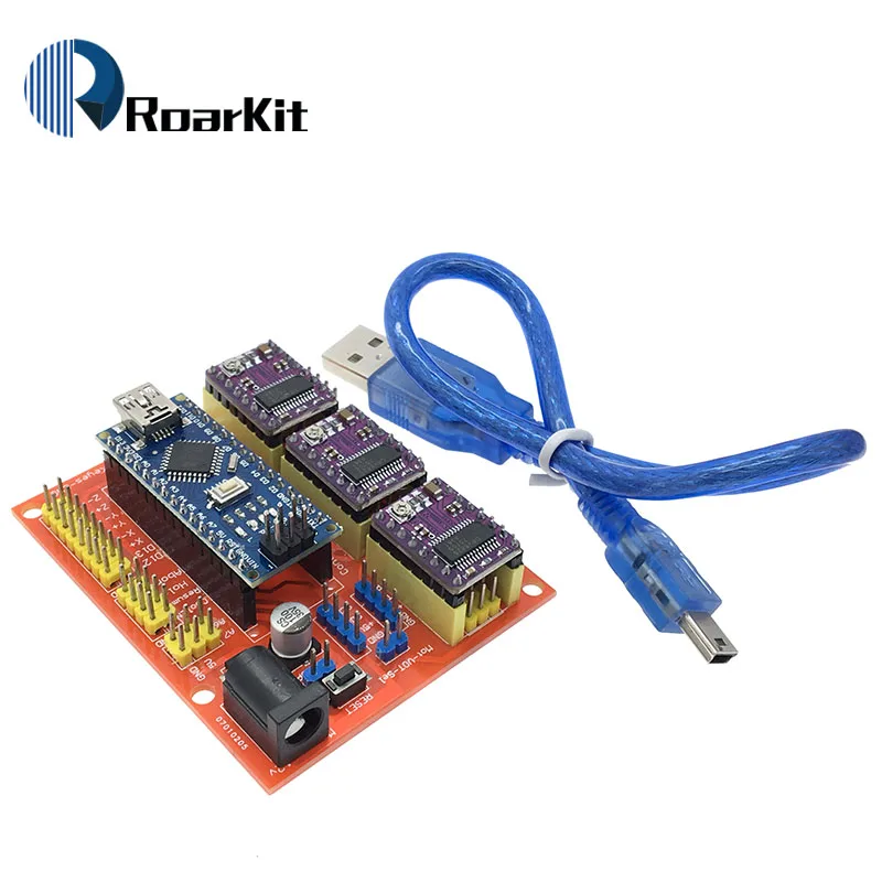 CNC Щит V4 гравировальный станок+ NANO 3,0/3d принтер/A4988/DRV8825/AT2100 Плата расширения драйвера для Arduino Diy Kit