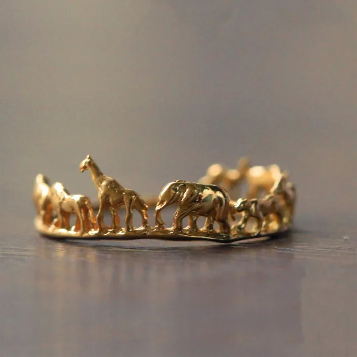 Популярное Золотое кольцо, креативное цирковое кольцо с животными, простое кольцо с лошадью и слоном, темпера, мужской t светильник, роскошные кольца для мужчин и женщин, ювелирные изделия