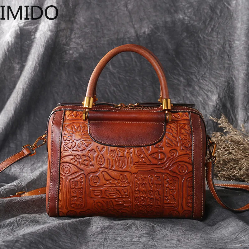 IMIDO 2019 новая кожаная одноцветная Ретро женская сумка на одно плечо из воловьей