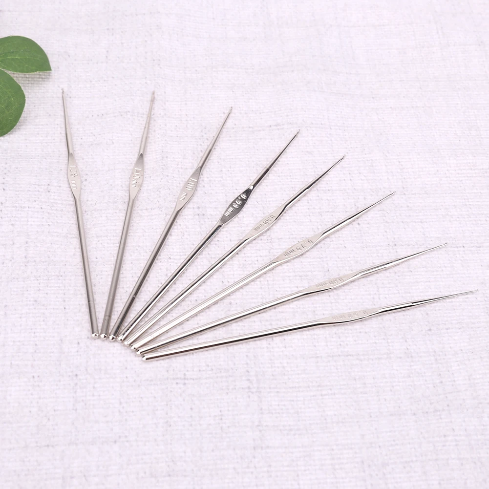 8pcs Lace Knitting Needles Metal Hook Crochet Template Kit Knitting Needles for DIY Crafts