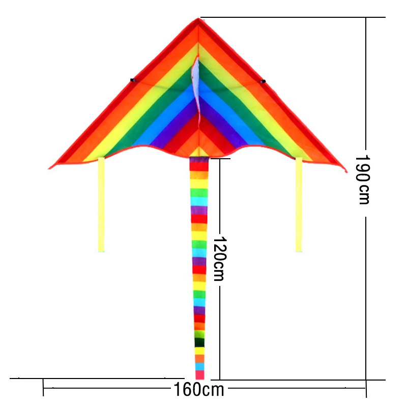 1,6x1,9 м Радуга Длинный хвост Треугольники нейлон кайт легко летающие дети нежный Бриз Fly и 50 м ручка линии строка барабан (S0