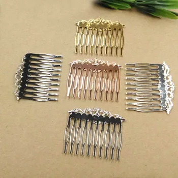 

55*45mm Blank Hair Comb Bride Hair Accessories 10 Teeth Wedding Hair Jewelry Party Retro Filigree Flower HairComb DIY Findings