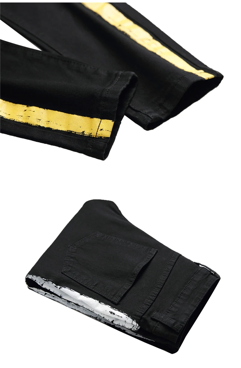 QUANBO мужские черные узкие эластичные джинсы в стиле панк мода Slim Fit эластичный пояс Джинсы для женщин печати джинсовые узкие брюки плюс
