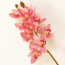Один ПУ орхидеи 3D печать Cymbidium завод искусственный настоящий сенсорный розовый цвет Орхидея для свадьбы центральные декоративные цветы