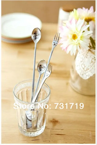 Creative ! 18-10 High-quality Smiley Stainless steel Cutlery \ Long-handled Spoon and Fork MM-2036 | Дом и сад