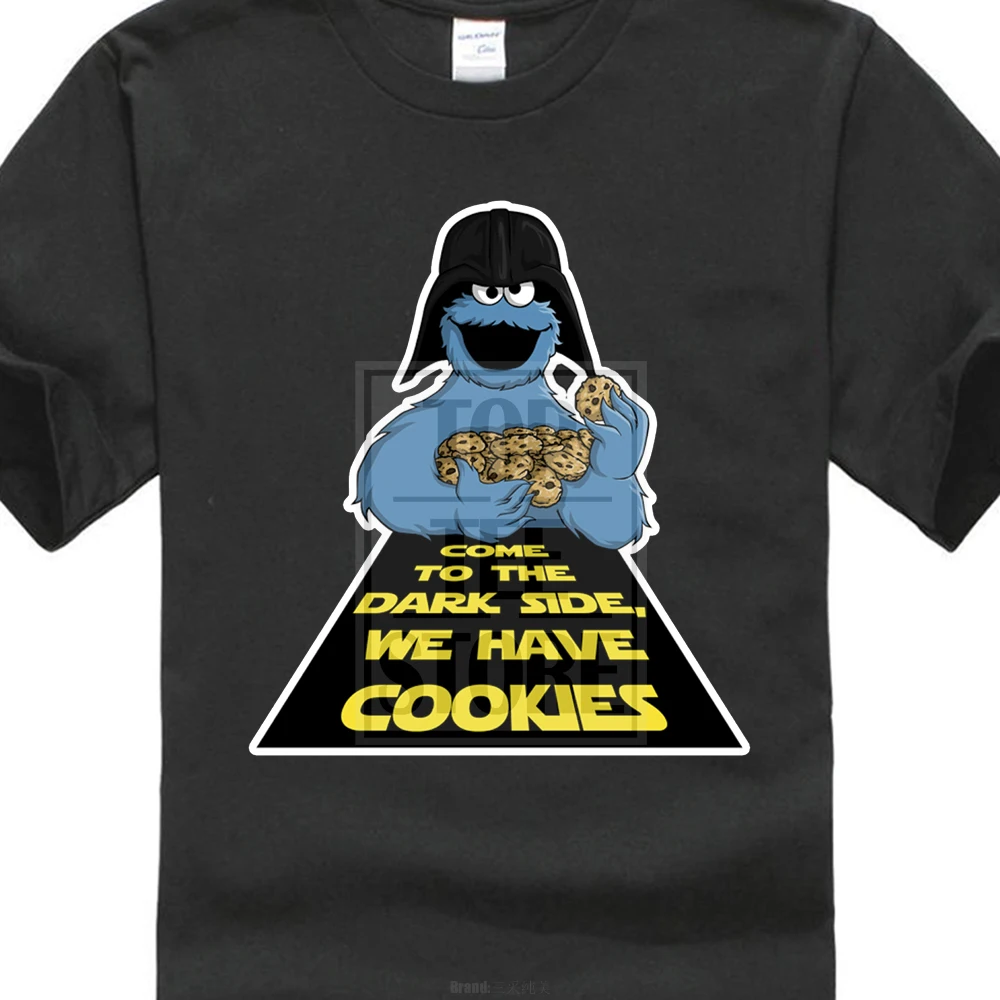 

Sleeve T Shirts Men 2017 New Spring Summer Cookie Monster Come To The Dark Side We Have Cookies