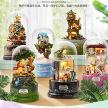 С Пылезащитный чехол кукольный домик Миниатюрный DIY кукольный домик с мебелью деревянный дом, игрушки для детей подарок на день Рождения Music box 30