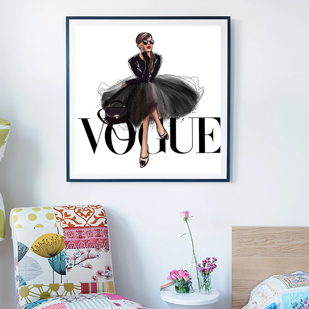 LECHAO Quadro Vogue плакат модная девушка Картина на холсте живопись домашний декор