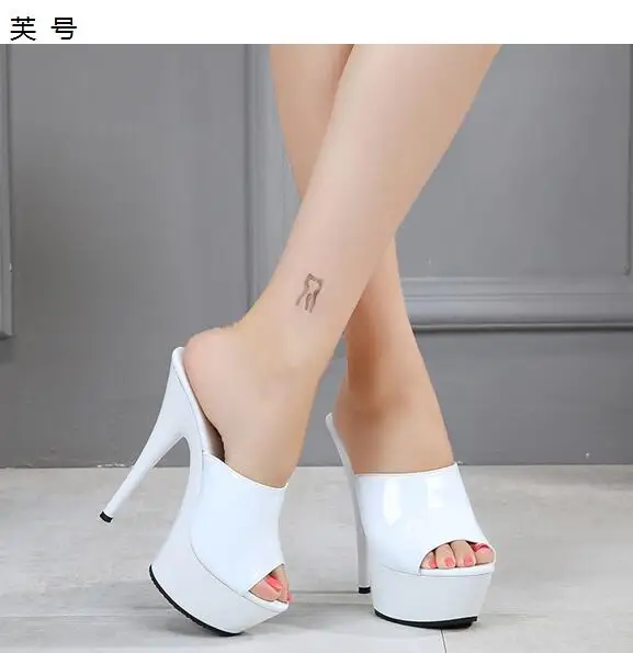 

Woman Wedding Shoes Sandals 2018 Nightclub Sexy Catwalk Models Shoes Slippers Platform Sandal Heel High 14cm Summer Female Pumps