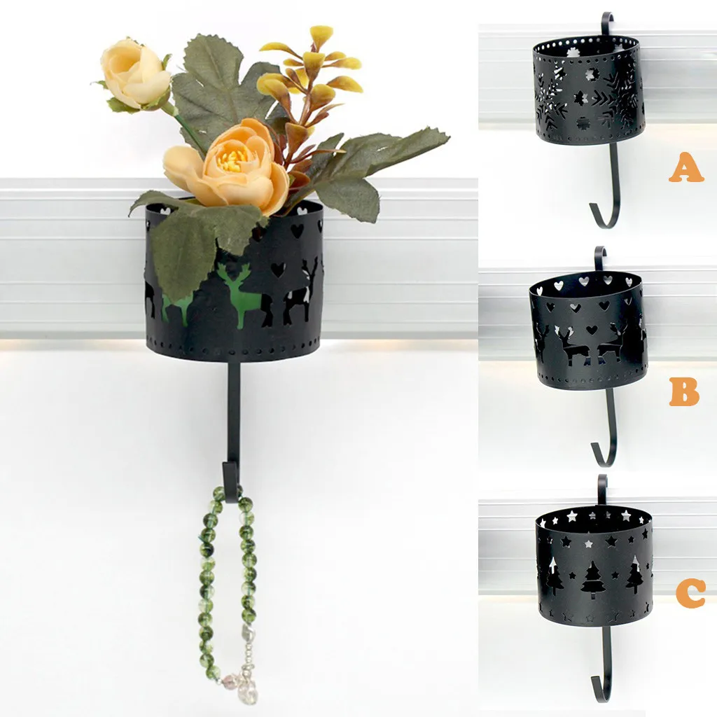 

Wrought Iron Hook Decor Room Wall Shelf Creative Flower Basket Storage Rack cuisine rangement almacenamiento y organizacion
