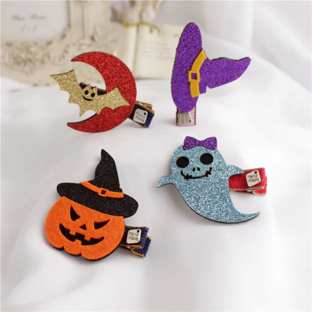 Cute Kids Baby Girls Halloween Handmade Hair Clips Pumpkin Cute Kids Baby Girls Halloween Handmade Hair Clips Pumpkin