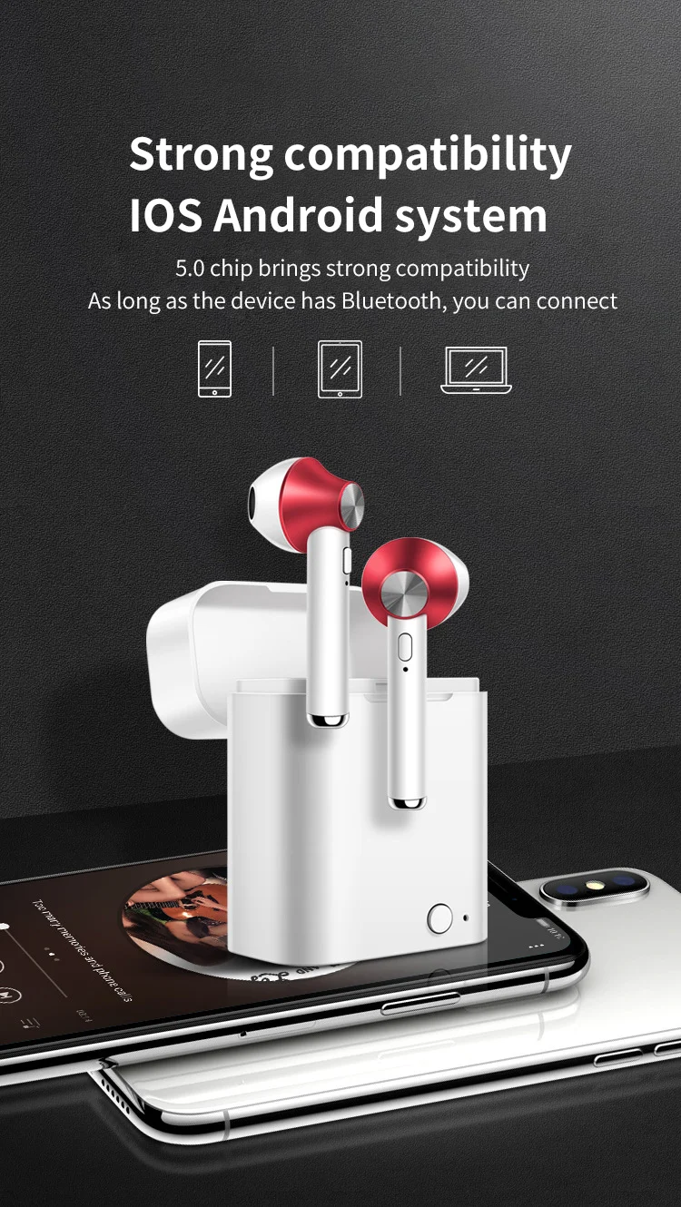 TWS Mini Wireless Bluetooth V5.0 Earphone 3D Stereo Earbuds Headset With Charging Box Mic For Iphone Xiaomi All Smart Phone