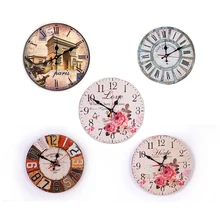 ¡Oferta! 21 tipos artísticos silenciosos Retro creativo estilo europeo redondo colorido Vintage rústico madera antigua decorativa Reloj de pared