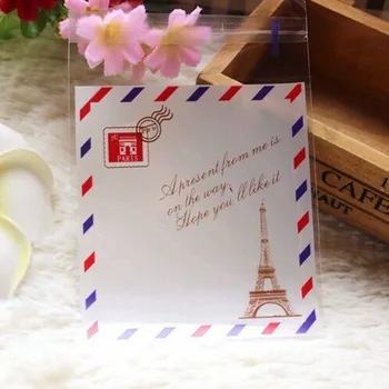 

500pcs Eiffel Tower Letter theme Self-adhesive Pastry and Cookie Baking Plastic Bag Christmas Gift Candy Packaging Bags BZ206