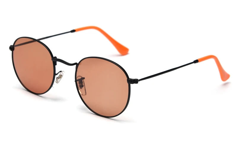 Kachawoo, мужские солнцезащитные очки, поляризационные, оранжевые, черные, металлические, круглые, солнцезащитные очки для женщин, Ретро стиль, полная оправа, высокое качество, унисекс, очки - Цвет линз: black with orange