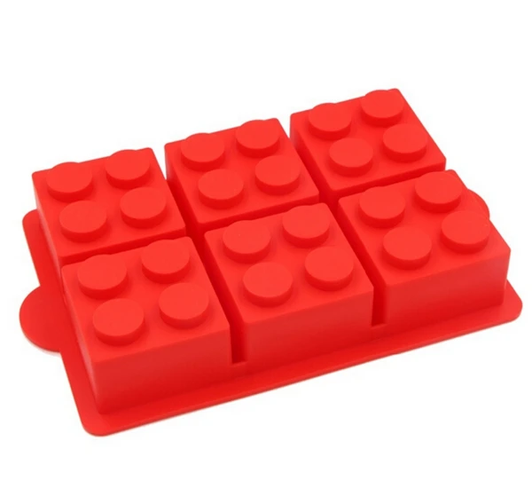 Lego Cake Decorating Mould Big Silicone Ice Mold Blocks Shaped 6 Bricks Cream Tools Tubs Color Red |