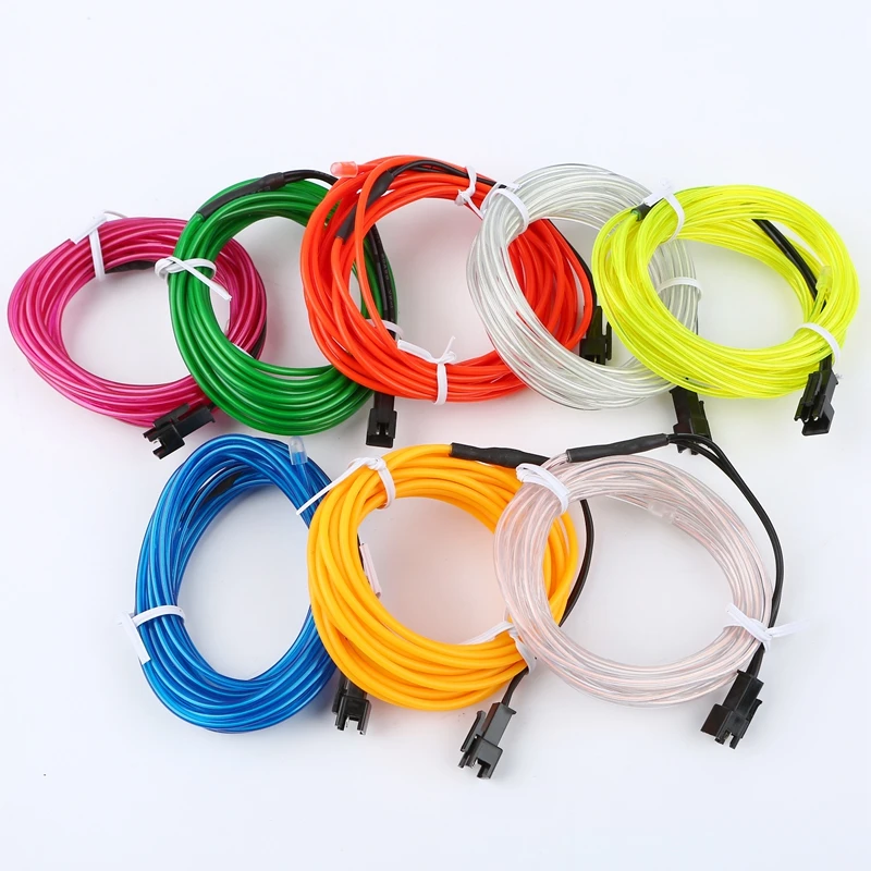 

1m/3m/5M 3V Flexible Neon Light Glow EL Wire Rope tape Cable Strip LED Neon Lights Shoes Clothing waterproof led strip New