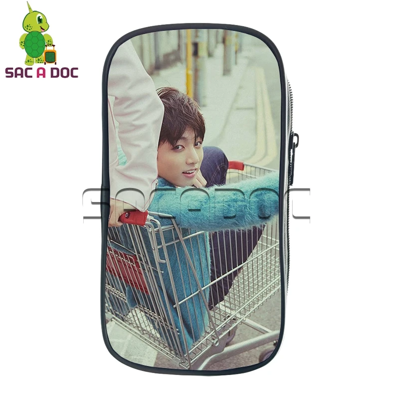 

Kpop BTS Bangtan Boys Idol Pencil Holder SUGA JIMIN V Stationery Storage Bags School Supplies Hip Hop Small Cosmetic Makeup Bag