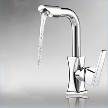 Полированные Латунные кухонные краны, Поворотный кухонный смеситель с одним отверстием, кран для горячей и холодной воды, J14721