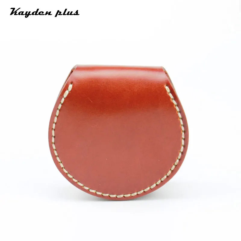 

Unisex Handmade Vintage 100% Genuine Leather high quality Mini Dark buckle Coin Purse Woman small Multifunction Round Box