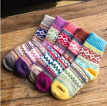 Warm winter thick section wool socks sweet wind retro Women socks