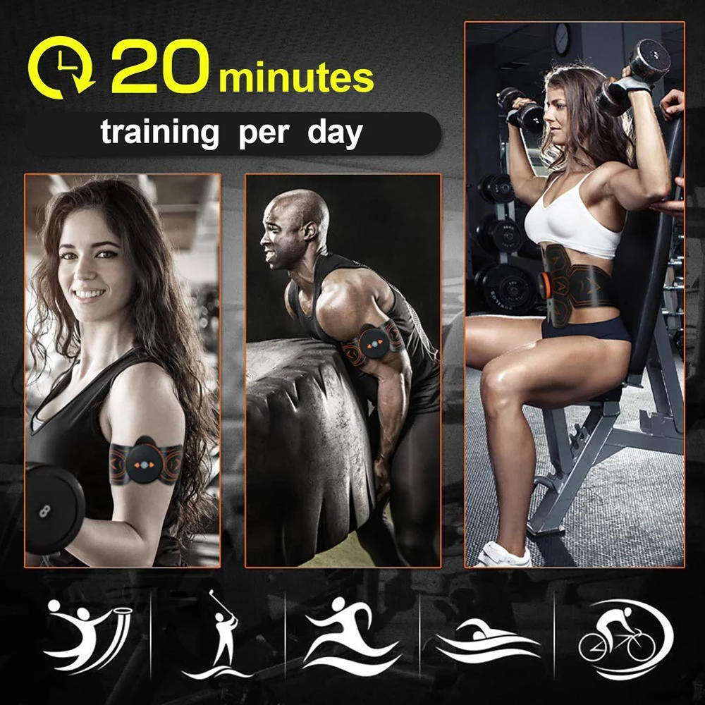 Muscle Stimulator Abdominal EMS Belt Trainer rechargable wireless Smart Fitness Electric muscle exerciser machine for body