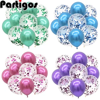 

10pcs 12inch Metallic Colors Latex Balloons Confetti Air Balloons Inflatable Ball For Birthday Wedding Party Balloon Supplies