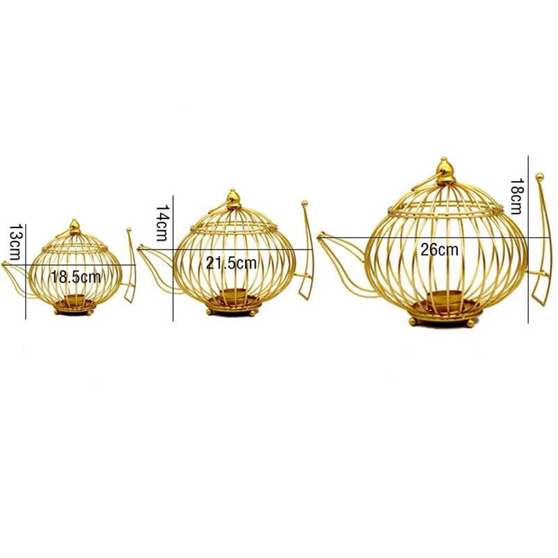Creative Iron Candle Holders Wire Teapot-Shaped Hollow Design Candlestick Dedication candlesticks for home decor 3N26 (3)