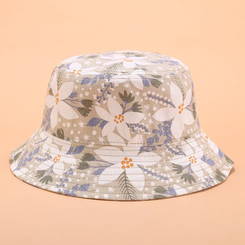 LDSLYJR хлопок печати Цветочное ведро шляпа для рыбалки шляпа уличная дорожная шляпа шляпы от солнца для женщин 38