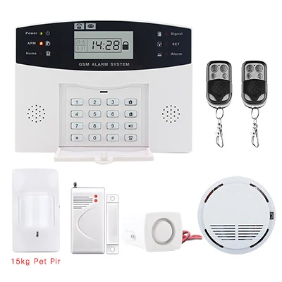 Kits C3 ЖК-дисплей беспроводной GSM сигнализация русский и Английский Испанский Французский Голосовой SMS и датчик дыма домашняя система охранной сигнализации - Цвет: Kits C3