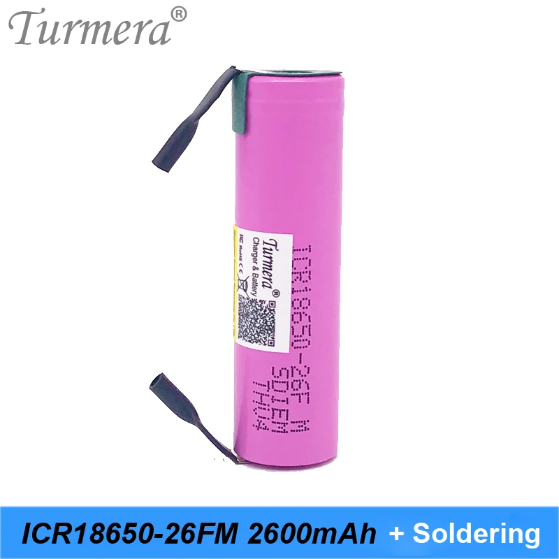 

original 18650 battery rechargeable icr18650-26fm 2600mah 3.6v for screwdriver battery power bank electric bike use + welding