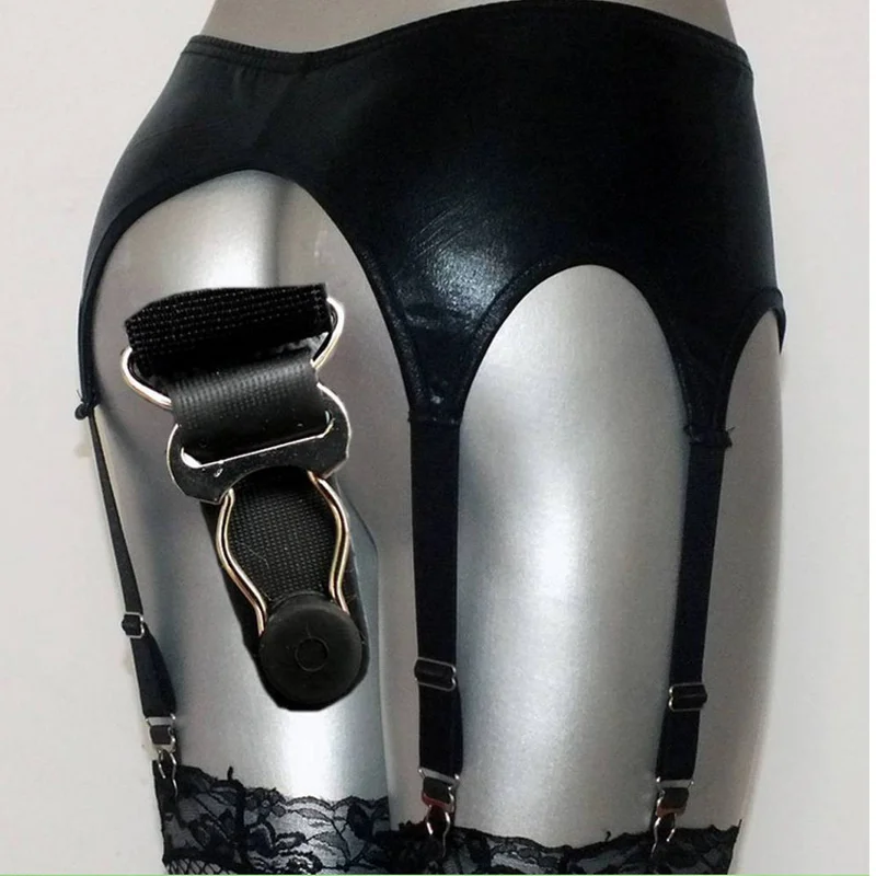 

Wholesale women hot sexy 6 strong strap shiny wet look faux leather garter belt suspender metal button yclip hook fetish garter
