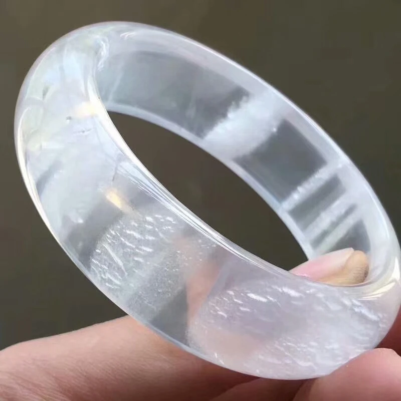 Подлинная натуральный белый Phantom Gemstone женщина браслет Браслеты Круглый 18x9 мм внутренняя Диаметр 53 мм AAAAA