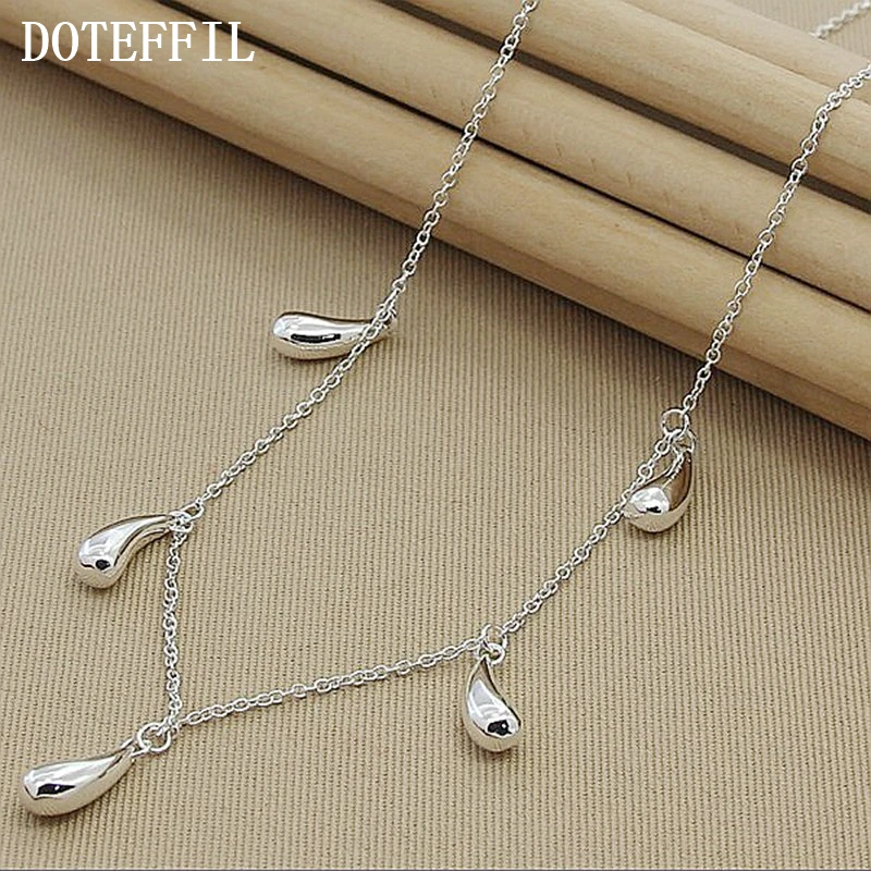 

Woman Luxury Jewelry 925 Silver Color Pendant Necklace Woman Five Drops Fashion Charm Necklace Free Shipping