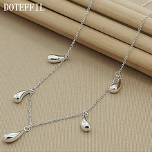 DOTEFFIL 925 ayar gümüş beş su damlacıkları/yağmur damlaları kolye zinciri kadınlar nişan düğün moda Charm takı